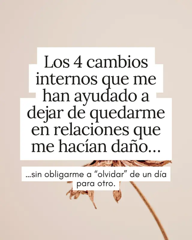 💭 A veces no es que no veas lo que pasa. Es que sigues poniendo toda la atención fuera… y eso te aleja de ti. Estos son solo 4 de los puntos que trabajamos para empezar a salir del bucle de repetir siempre lo mismo. Y lo mejor es que con solo empezar a aplicar uno de ellos…ya puedes comenzar a notar un cambio. 🌿 En unos días te voy a contar exactamente qué pasó cuando una de mis clientas empezó por el más sencillo. (Spoiler: no fue fácil… pero sí fue el primer paso para poder soltar). Si te sientes identificada, quédate cerquita. En esta cuenta voy a seguir compartiendo cómo empezar a construir relaciones más conscientes donde te tengas en cuenta. #relacionestoxicas #relacionesconscientes #relacionessanas #amorconsciente #relacionesconscientes #amorsano #dependenciaemocional